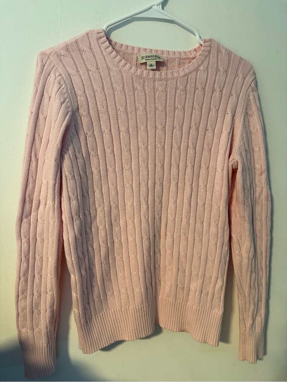 St. John's Bay Light Pink Cable-Knit Crewneck Sweater